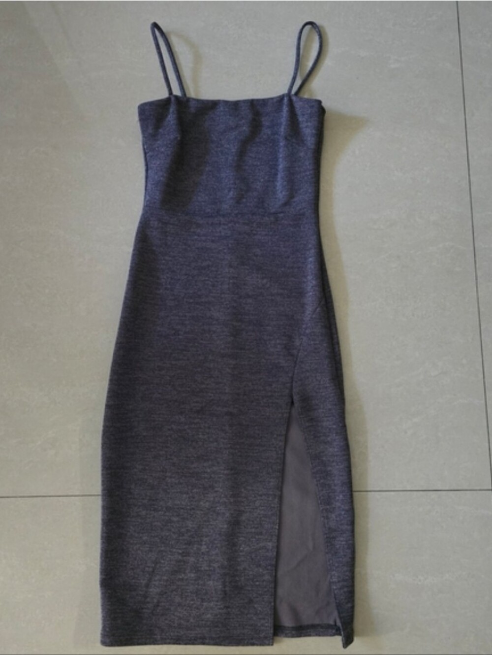 Lilyful Charcoal Gray Spaghetti Strap Midi Dress - Small